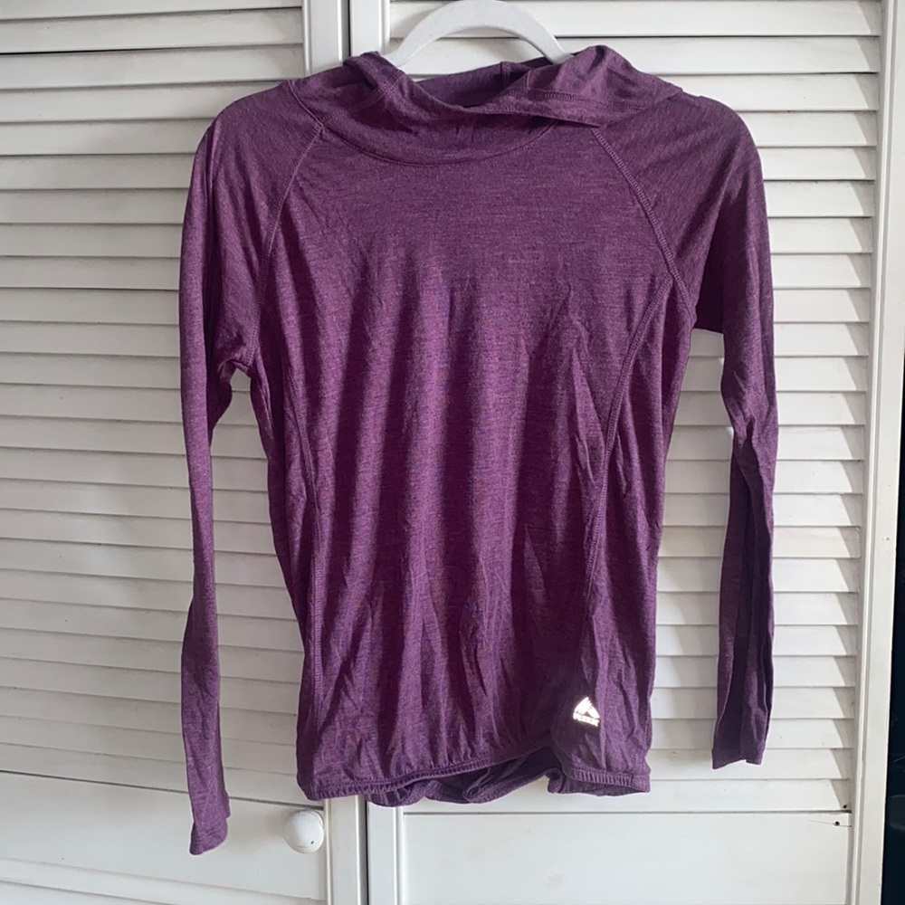 Purple Mock Neck Lightweight Hooded Sweatshirt